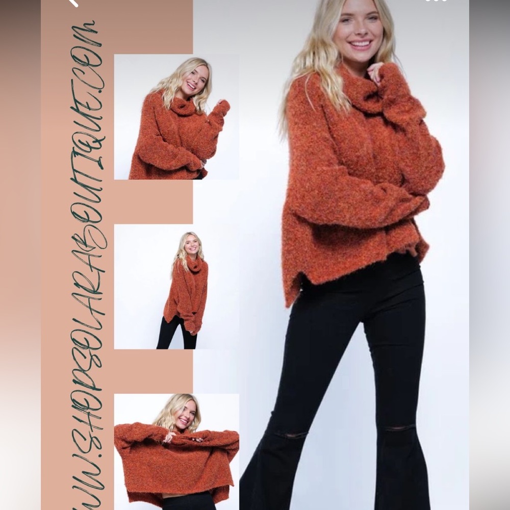 Newbury Kustom Cowl Neck Oversized Cropped Sweater M L